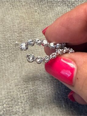 Stunning .50 CTW -natural diamond Journey dangle earrings in 14k white gold